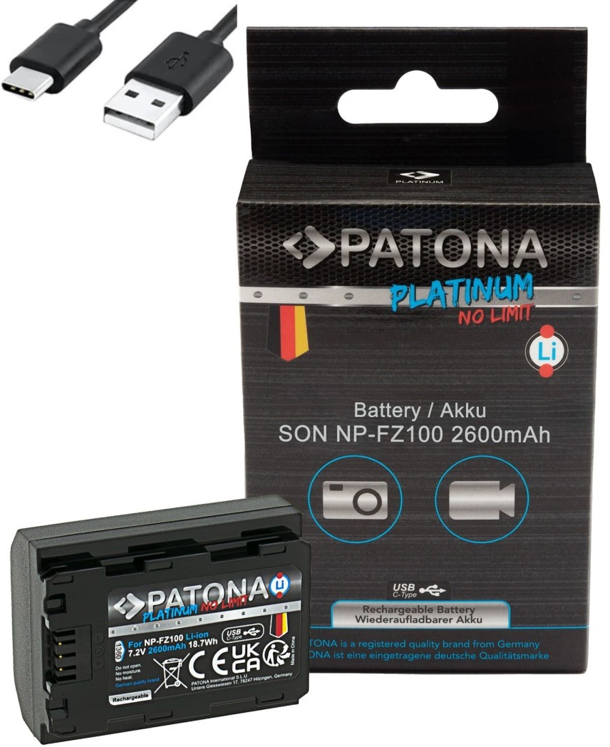 PATONA baterie pro Sony NP-FZ100 2400mAh Li-Ion Platinum USB-C nabíjení