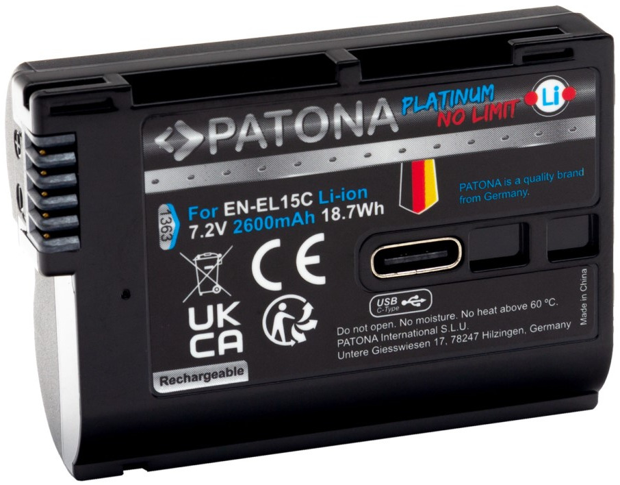PATONA baterie pro Nikon EN-EL15C 2600mAh Li-Ion Platinum USB-C nabíjení