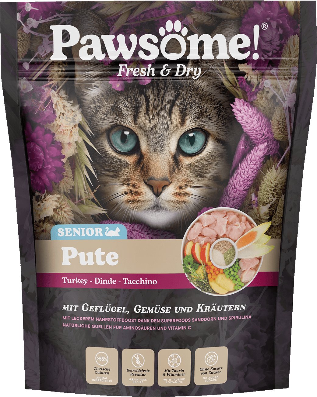 Pawsome! Fresh & Dry Senior Pute s krůtím masem 750 g