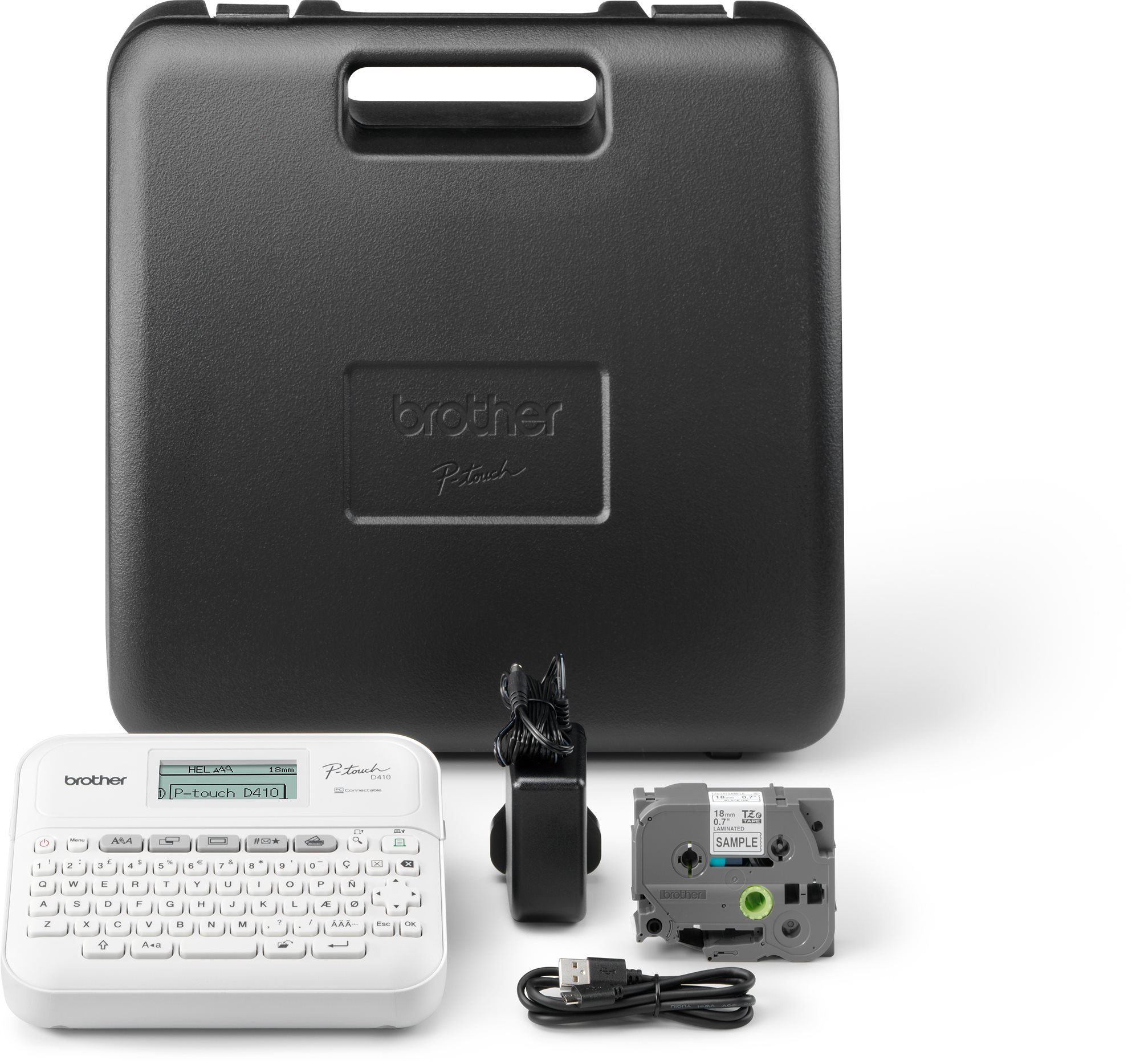 Štítkovač Brother PT-D410VP na bílém pozadí