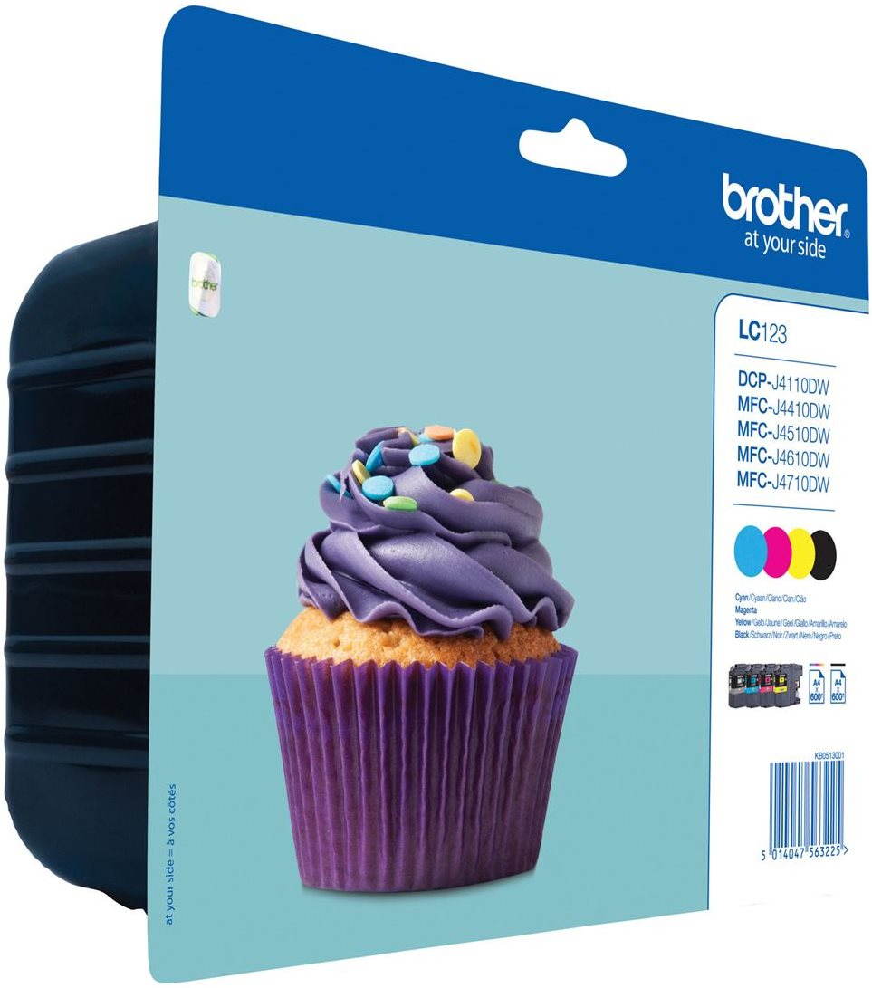 Brother LC-123VALBP multipack obsahující čtyři inkoustové kazety.