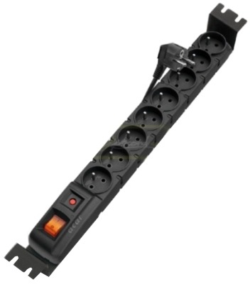 Acar 19“ rozvodný panel s přepěťovou ochranou, 8 × 230 V, kabel 3 m
