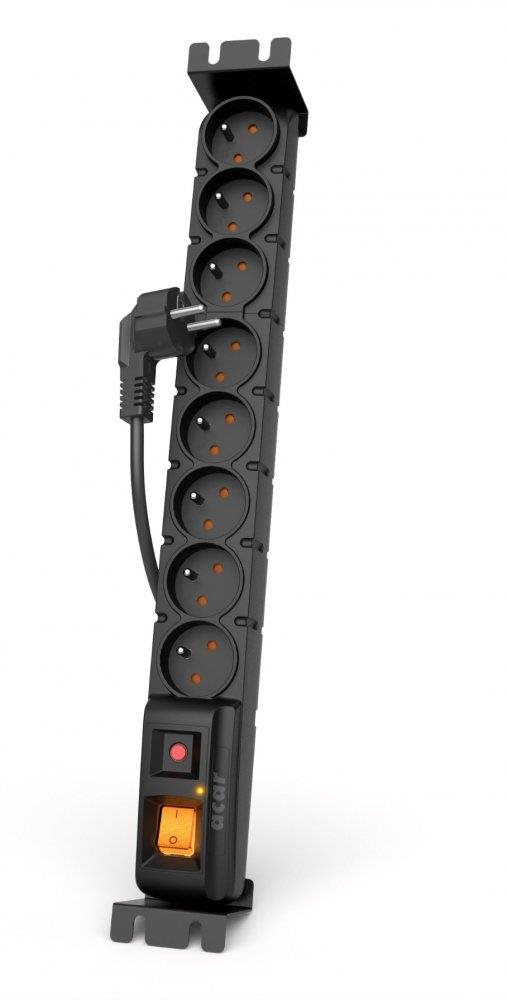Acar 19“ rozvodný panel s přepěťovou ochranou, 8 × 230 V, kabel 5 m