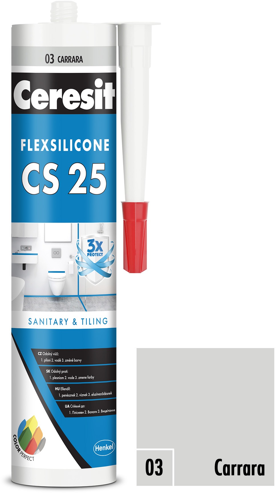 Ceresit Sanitární silikon CS 25 carrara, 280 ml