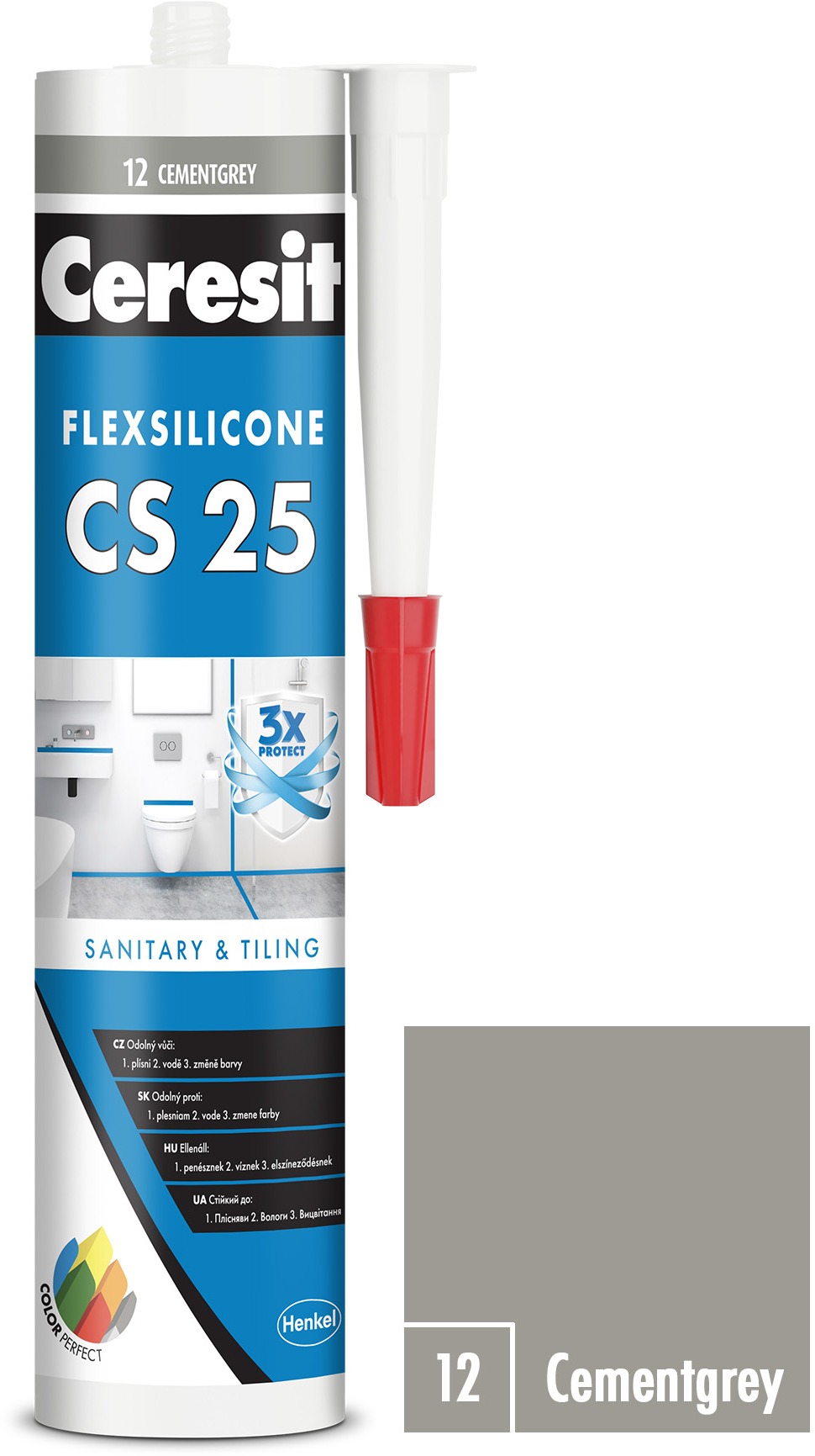 Ceresit Sanitární silikon CS 25 cementgrey, 280 ml