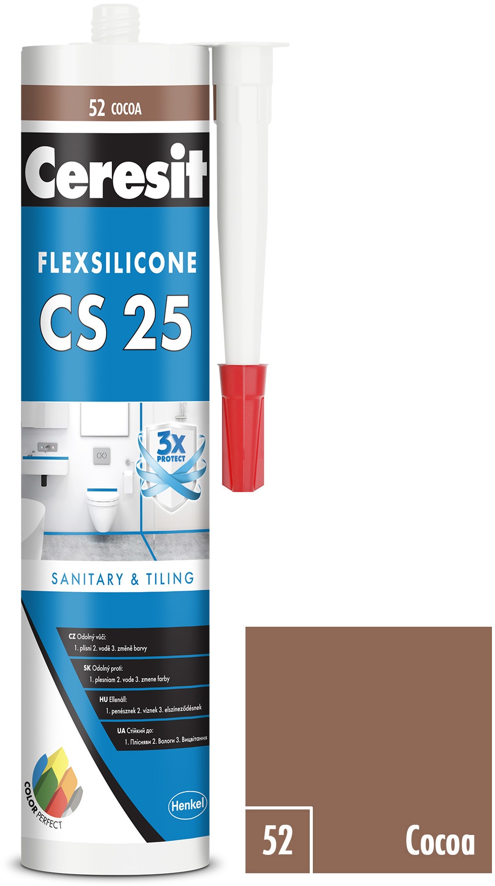 Ceresit Sanitární silikon CS 25 cocoa, 280 ml