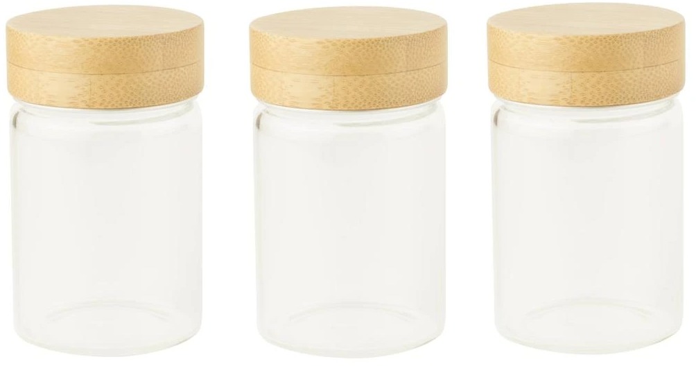 Pebbly PKV-030 Set 3 ks skleněných kulatých dóz