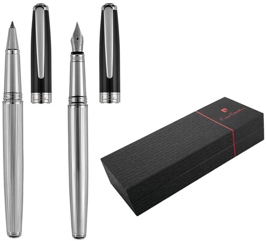 PIERRE CARDIN CHRISTOPHE sada roller + plnicí pero, černo-stříbrná