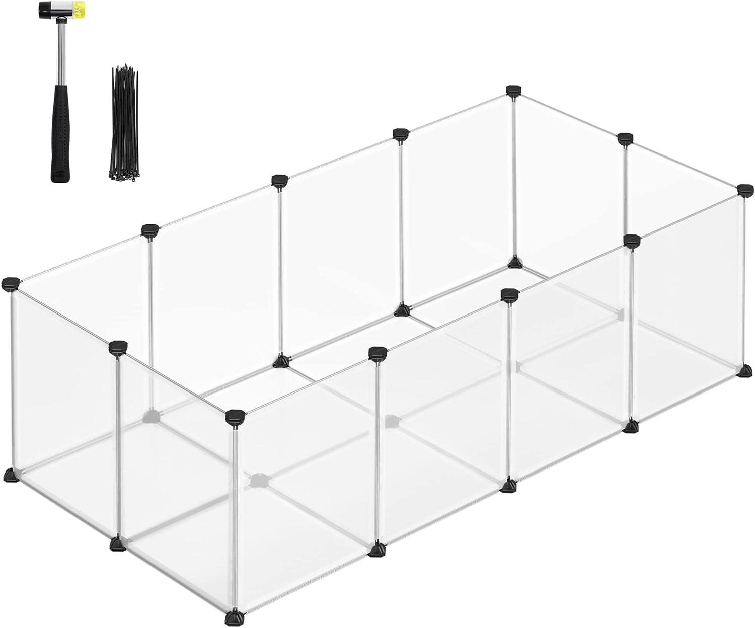 Songmics Ohrádka pro hlodavce s podlahou, plastová variabilní 143 × 73 × 46 cm