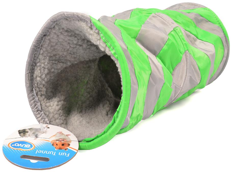 DUVO+ Měkký hrací tunel pro drobné hlodavce 35 cm šedý/zelený
