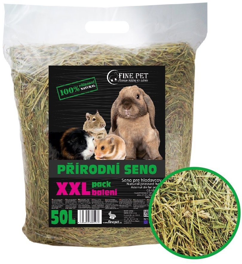 FINE PET Přírodní seno 50 l / 1,4 kg XXL pack