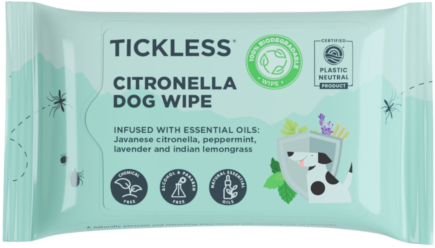 TICKLESS® Citronella Utěrky proti komárům a klíšťatům pro psy 20 ks