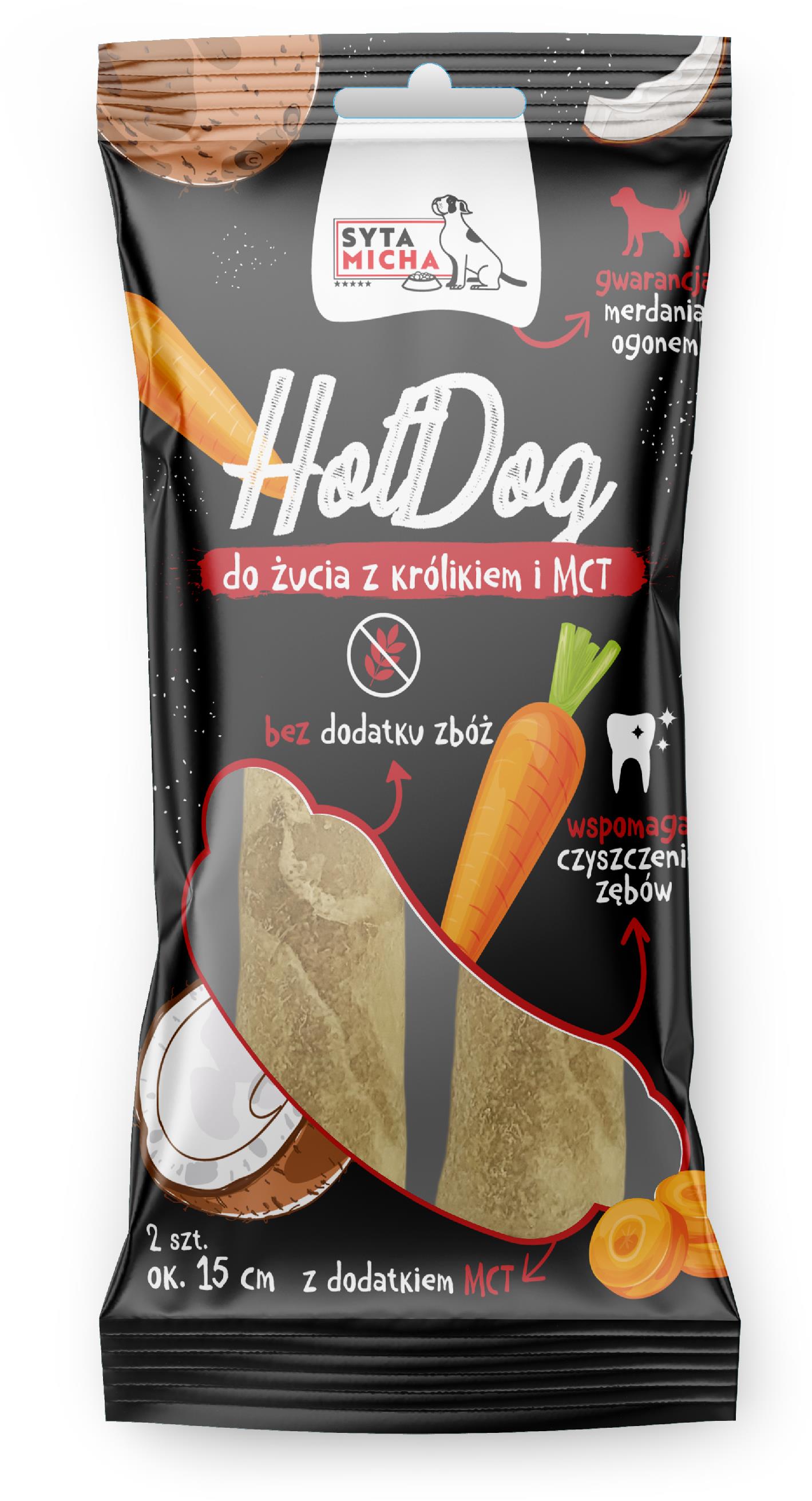 Syta micha Hotdog s králíkem a MCT 15 cm - 2 ks