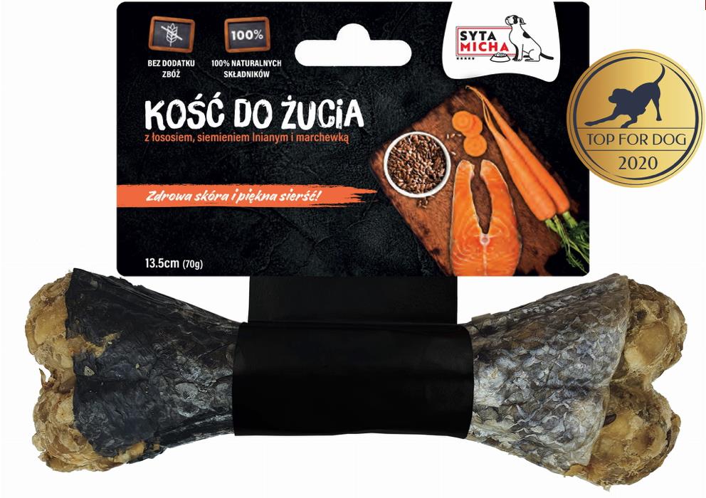 Syta micha Kost na srst a kůži s lososem a lněným semínkem 13,5 cm