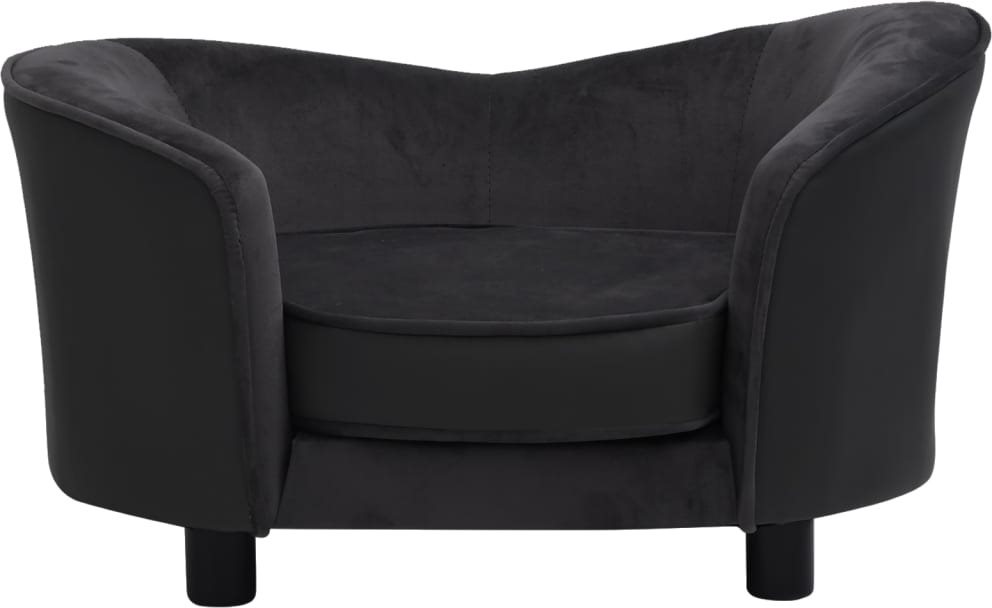 Shumee Pohovka pro psy plyš a umělá kůže černá 69 × 49 × 40 cm