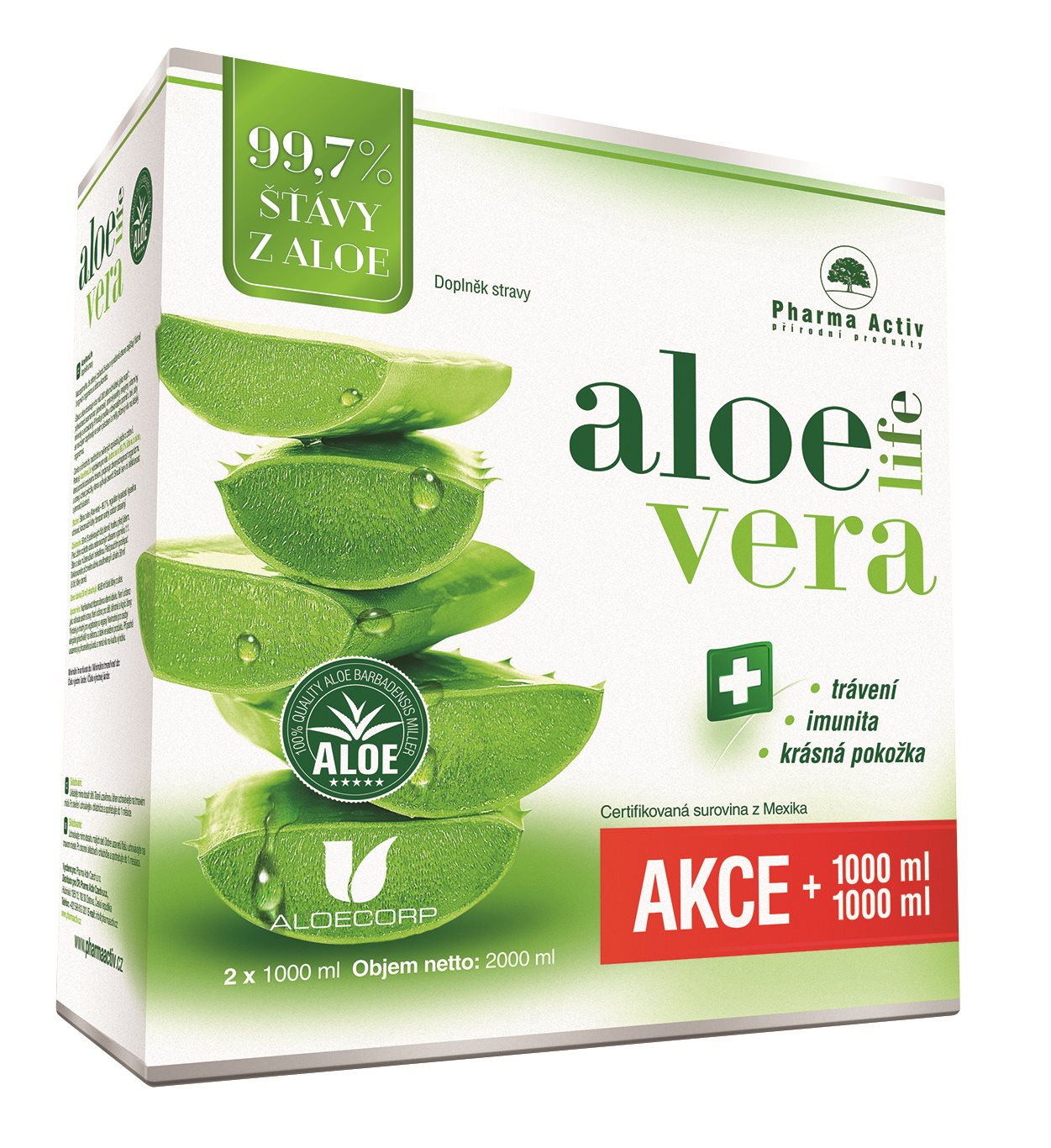 Pharma Activ AloeLive šťáva z aloe 99,7% 2x 1000 ml