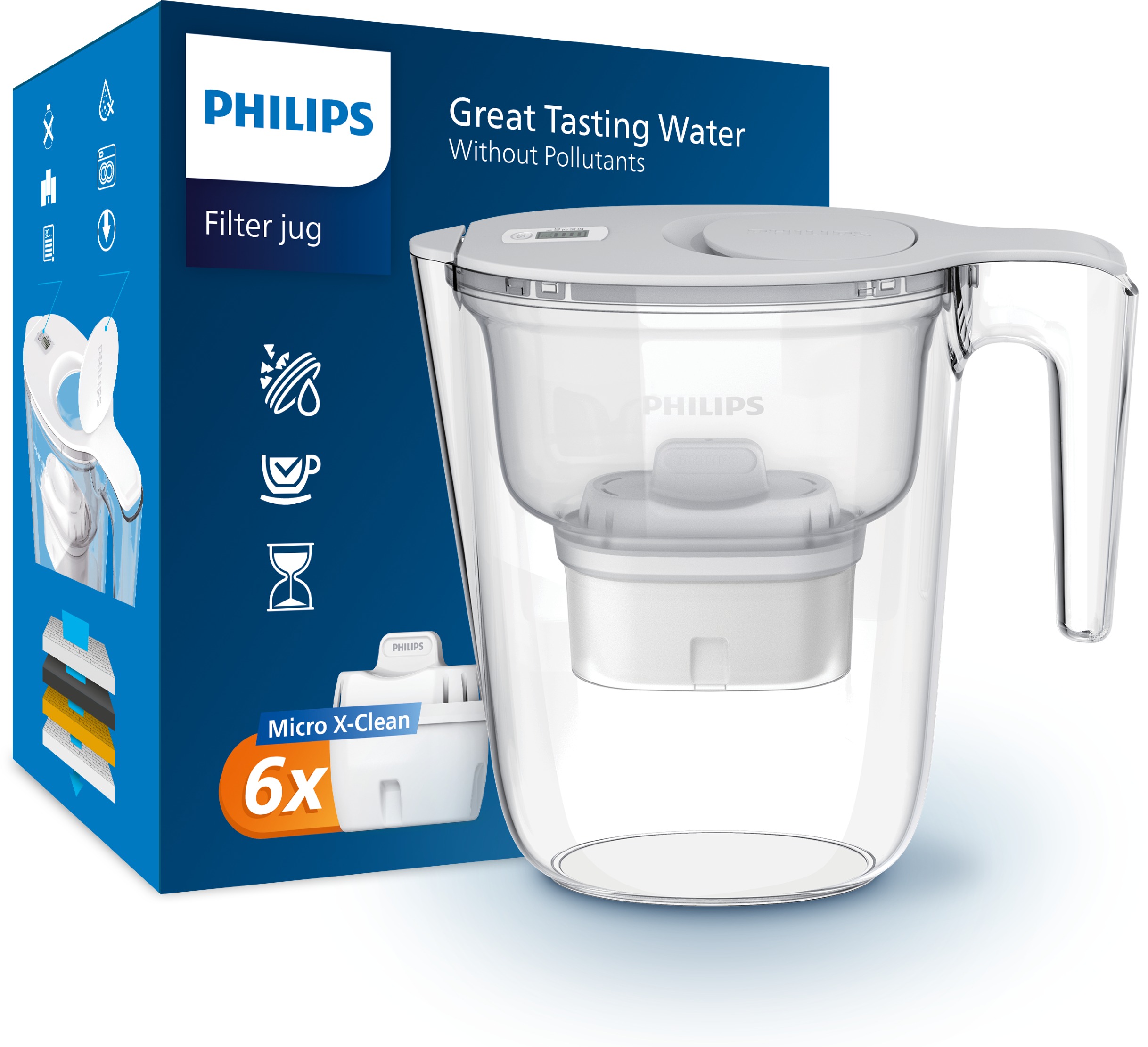 Philips AWP2933WHT 2,6 l Micro X-Clean s časovačem bílá + 6 ks Micro X-Clean filtr