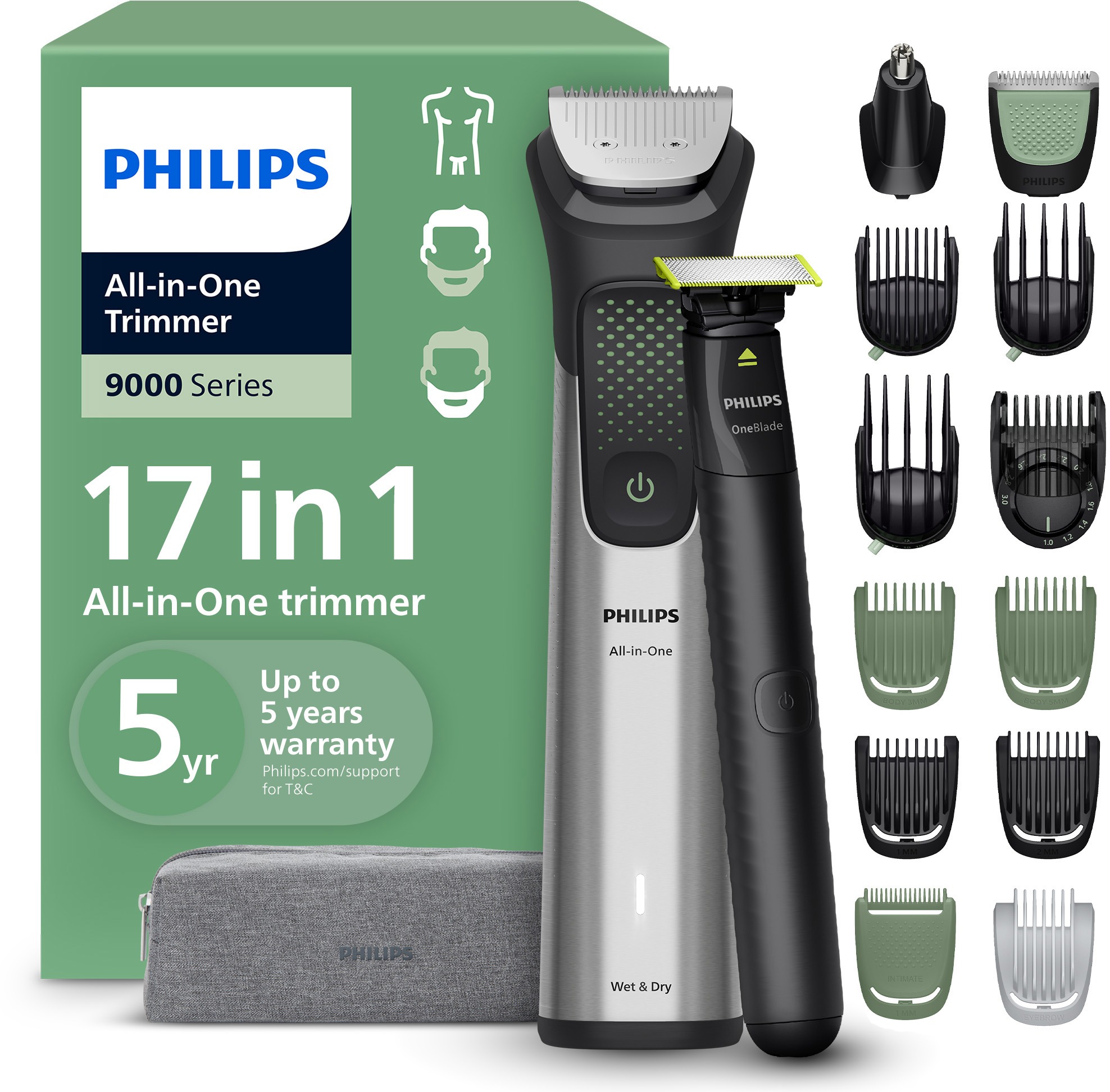 Philips Series 9000 17v1 MG9535/15 + Philips OneBlade