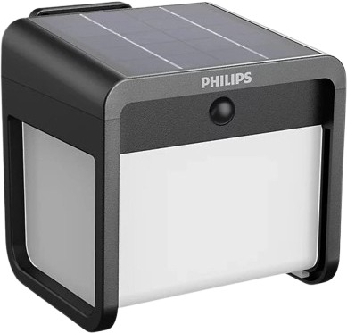 Philips Ezra solární LED svítidlo se senzorem 1,8 W, 250/25 lm, 3000 K, IP44, hranaté, černé