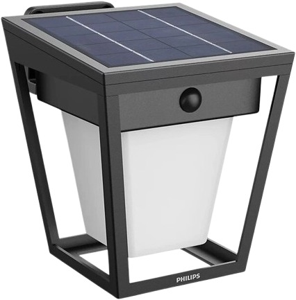 Philips Nissa solární nástěnné LED svítidlo se senzorem 1,8 W, 250/25 lm, 3000 K, IP44, černé