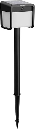 Philips Ezra solární LED sloupek se senzorem 1,8 W, 250/25 lm, 3000 K, IP44, hranatý, černý