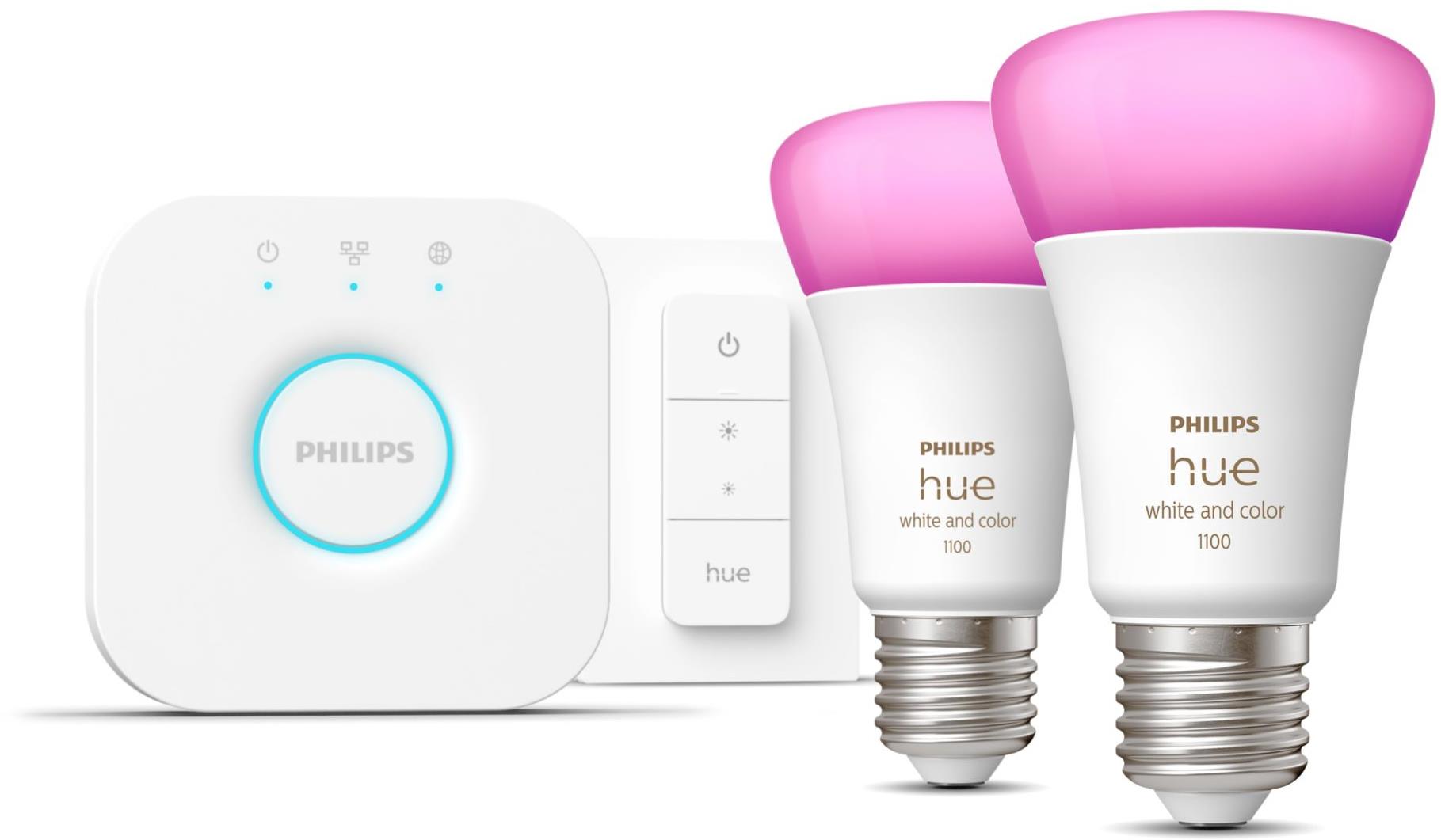 Philips Hue LED Základní sada 2 ks Bluetooth žárovek, můstek Bridge, dálkový ovladač