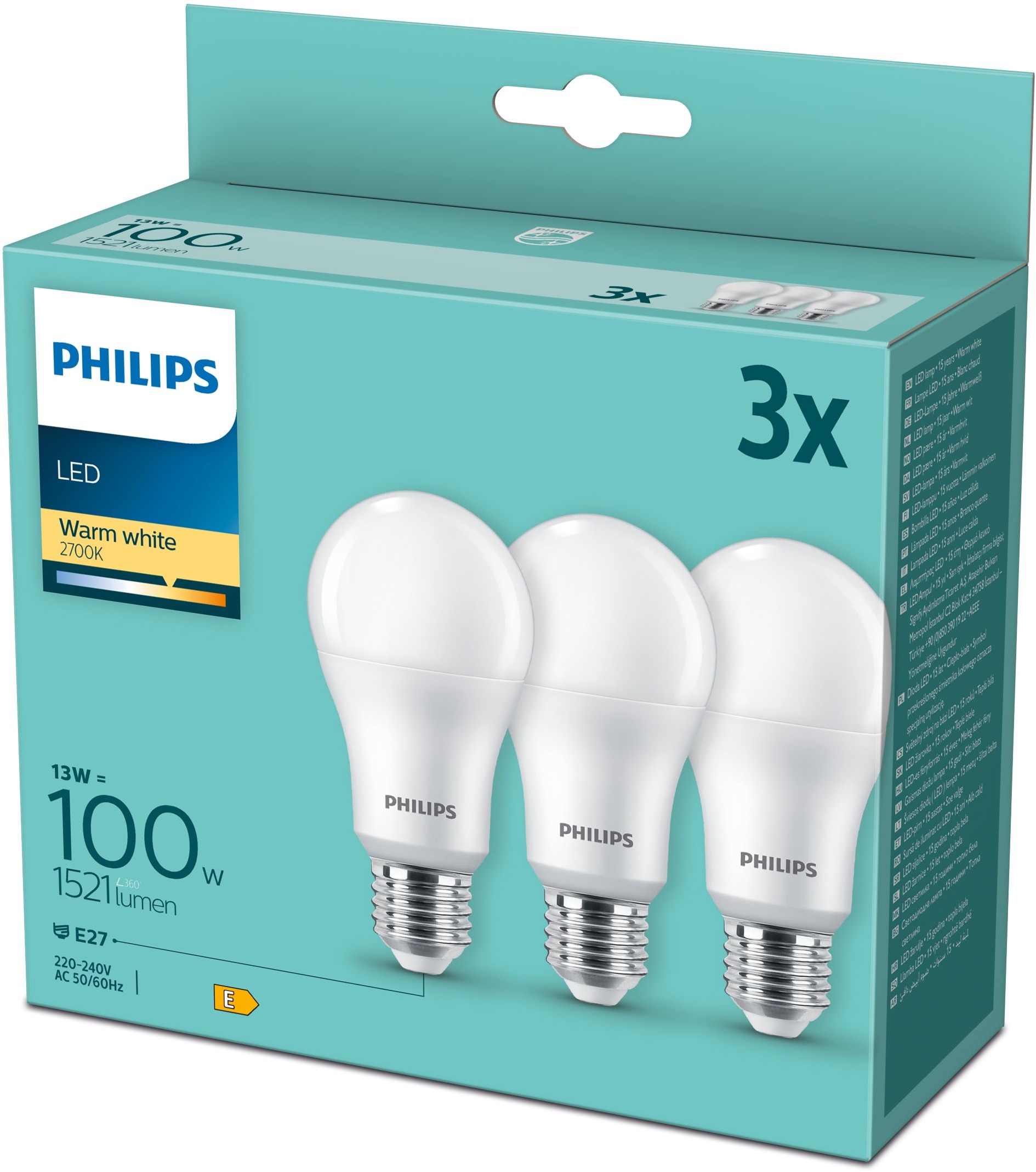 Philips LED 14-100W, E27 2700K, 3ks