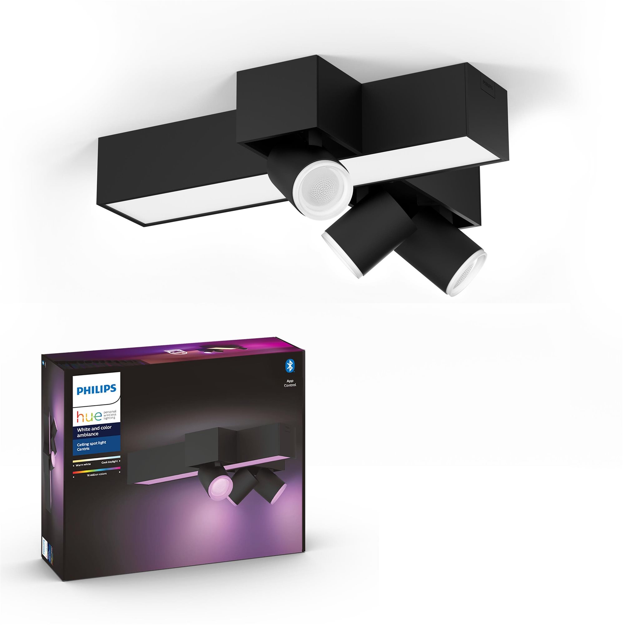 Philips Hue White and Color Ambiance Centris 3L Cross Ceiling Černá 50608/30/P7