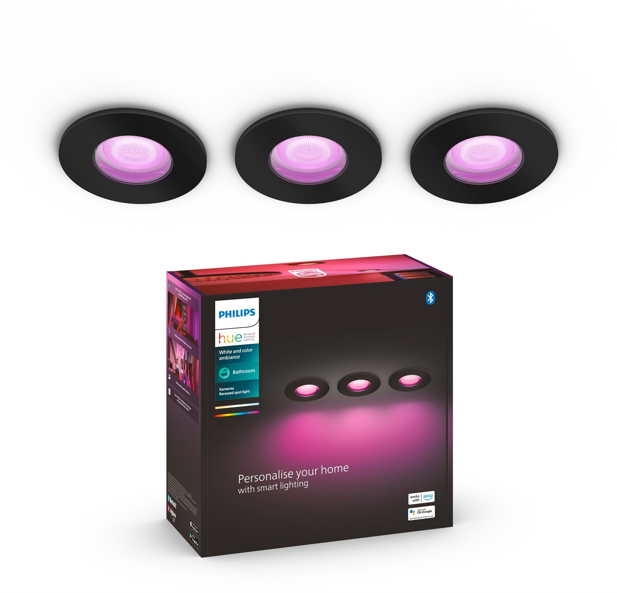 Philips Hue Xamento bodové černá 3ks