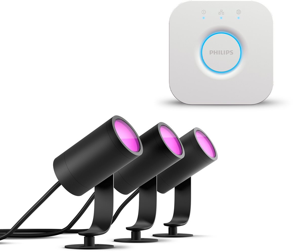 Philips HUE Lily Hue base unit spike black 3x8W 24V + Philips HUE Bridge EU