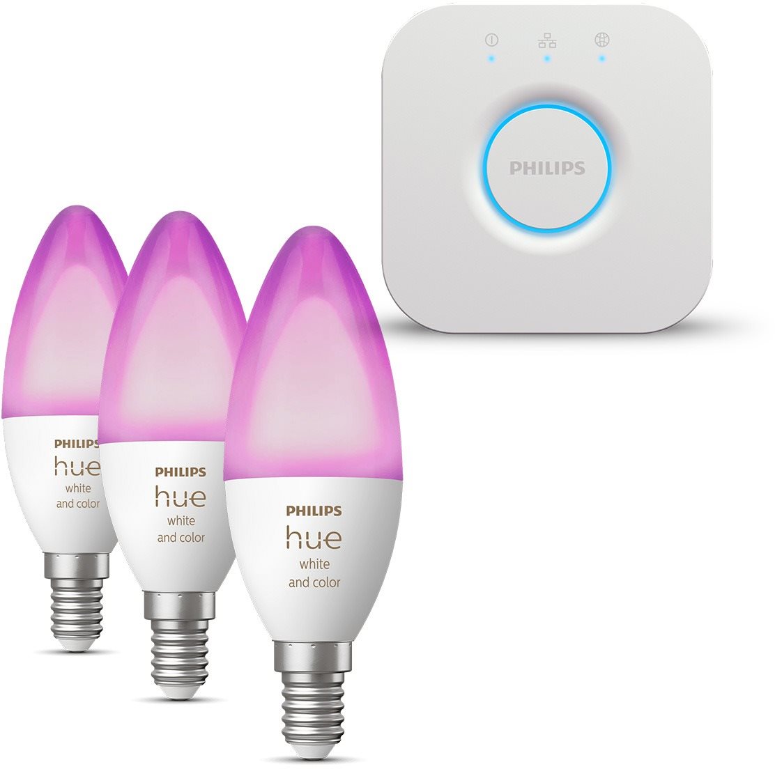 Philips HUE Bridge EU + Philips HueWCA 4W B39 E14 EU 1p + Philips HueWCA 4W B39 E14 EU 2p
