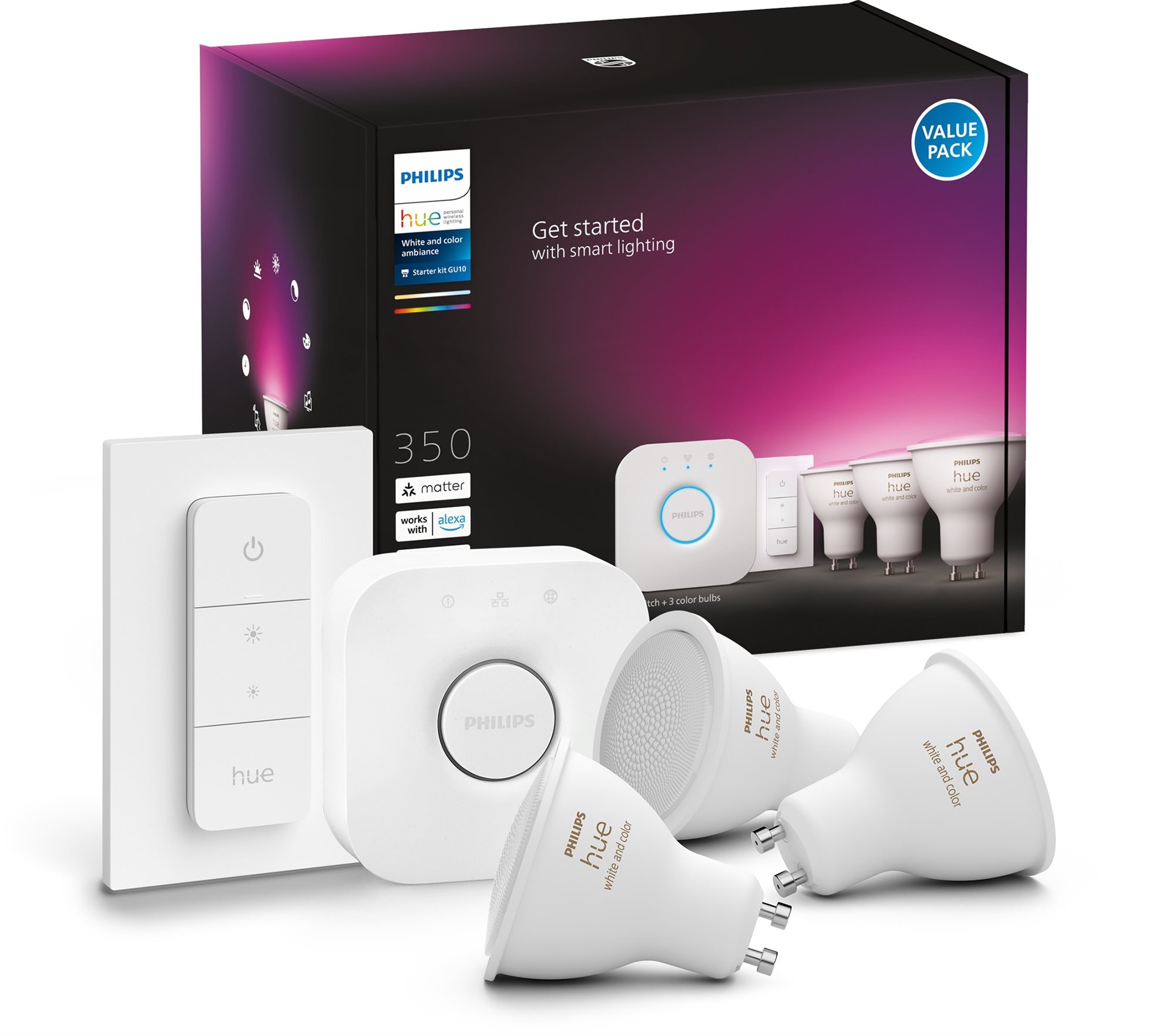 Philips Hue White and Color ambiance 5.7W GU10 starter kit