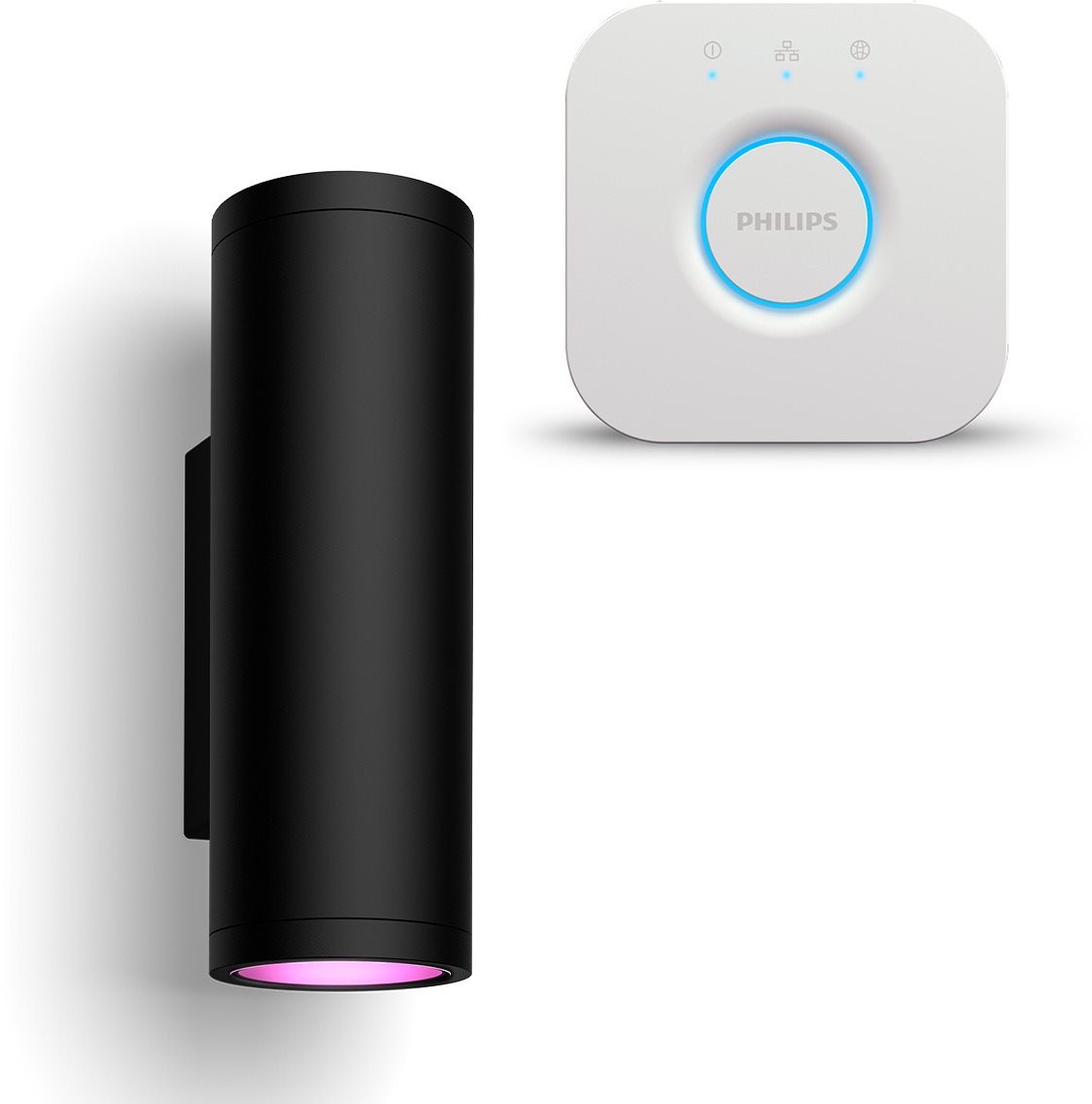 Philips HUE Appear Hue WACA EU wall lantern black + Philips HUE Bridge EU