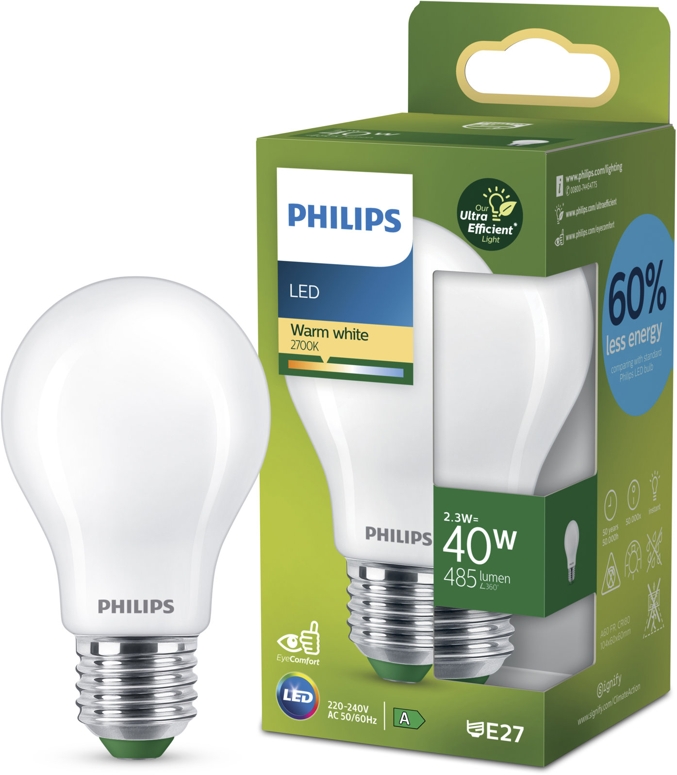 Philips LED 40W A60 E27 2700K FR UE SRT4