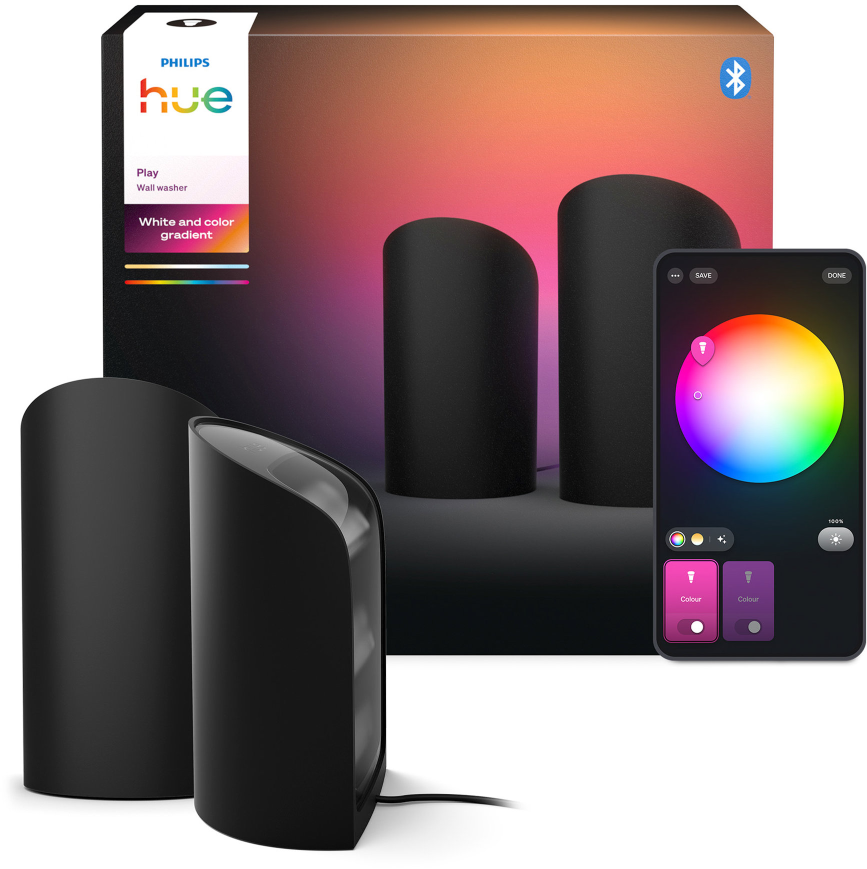 Philips Hue Wall washer 2-pack, černá