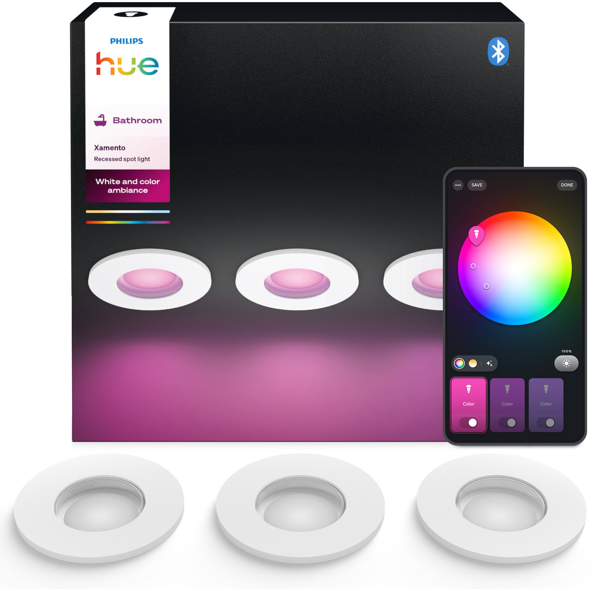 Philips Hue Xamento recessed 3 × 4.2W, bílá