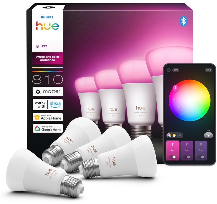 Philips Hue White and Color Ambiance 6W 810 E27 4ks