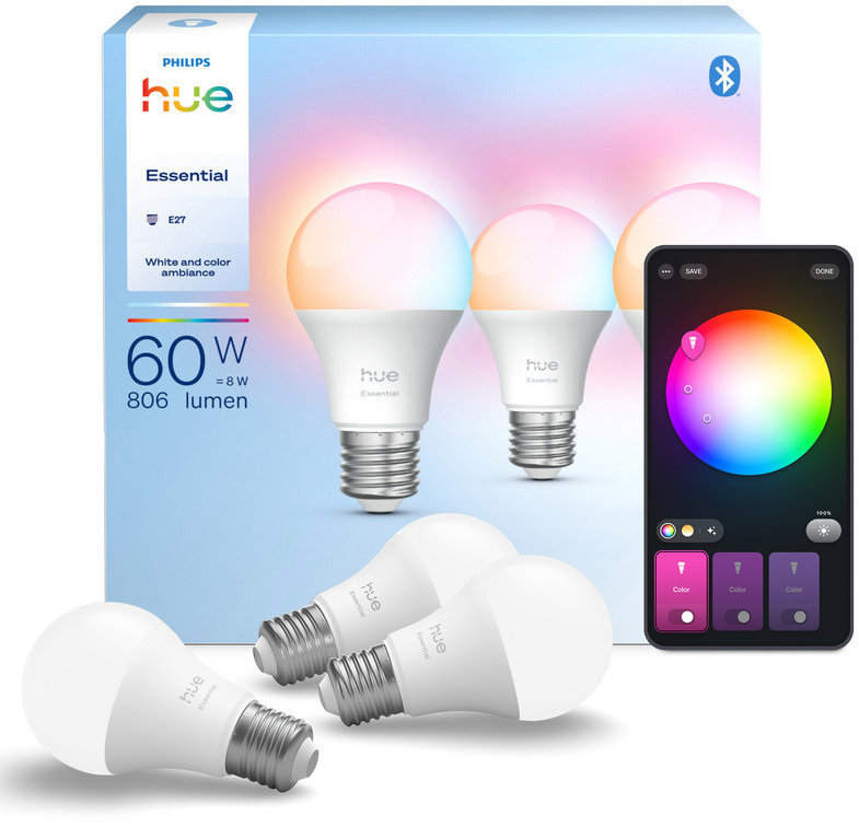 Philips Hue Essential White and Color Ambiance 8W 806 E27 3ks