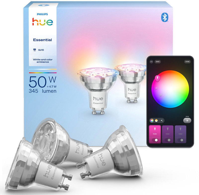 Philips Hue Essential White and Color Ambiance 4,7W 345 GU10 3ks