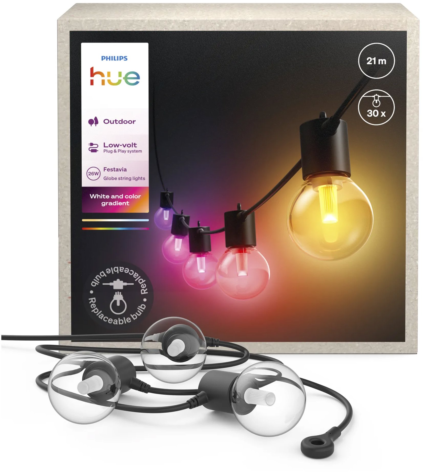 Philips Festavia Hue globe string 21m 30bulb