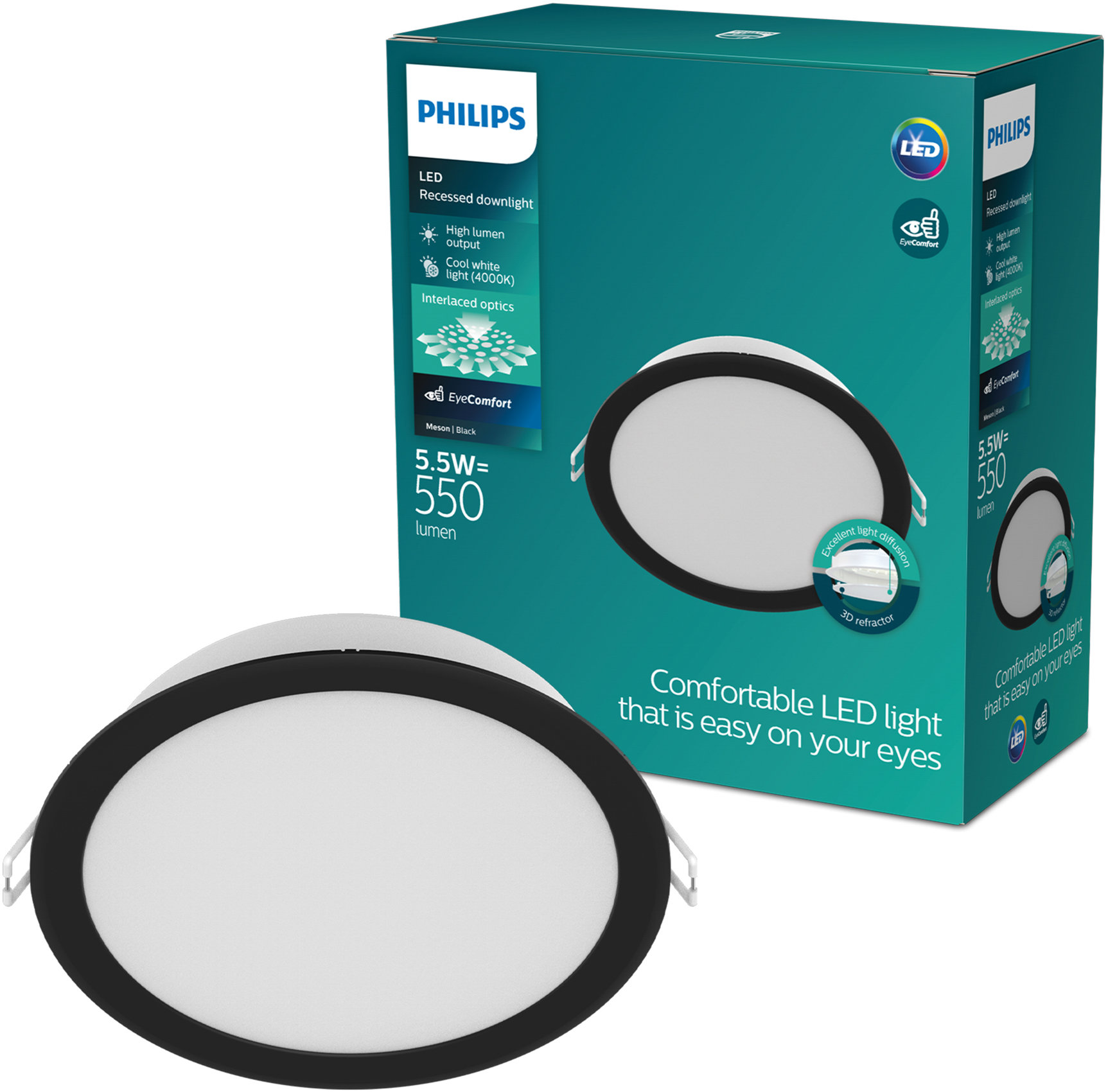 Philips MESON 080 5.5 W 40K BK recessed
