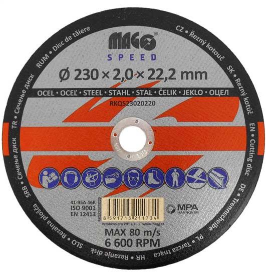 MAGG SPEED Řezný kotouč na kov 230x2,0x22mm RKQS23020220