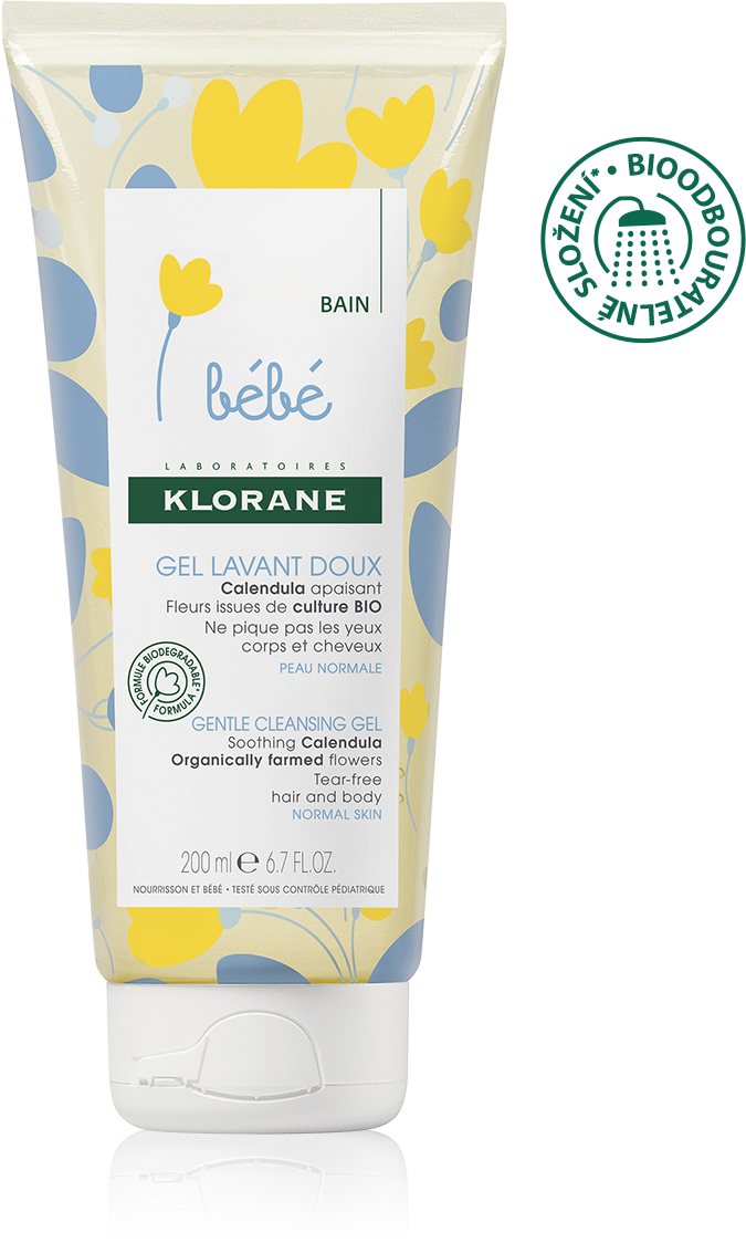 Klorane Bébé Jemný mycí gel na tělo a vlasy 200ml