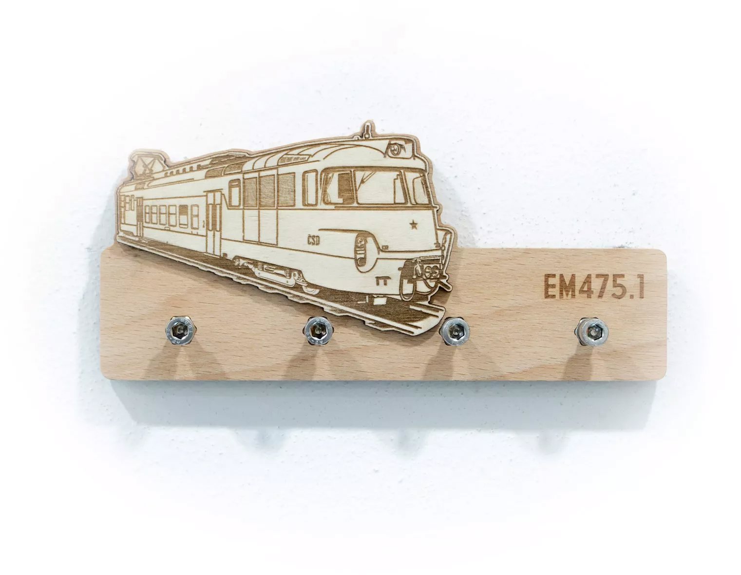 ŠN Designový dřevěný věšák na klíče Elektrické jednotky 475.1 Emilka