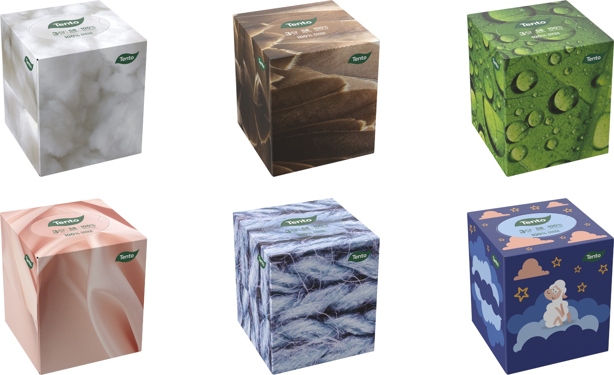 TENTO Cube box 58 ks, mix barev