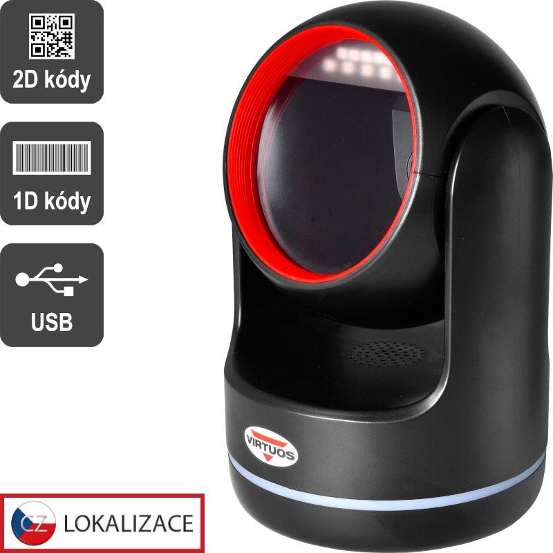 VIRTUOS CCD 2D čtečka HT-861A, stacionární, černá