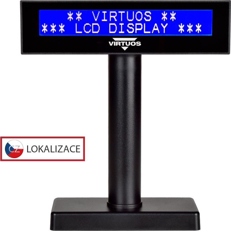 Virtuos LCD FL-2026MB 2x20 černý, serial (RS-232)