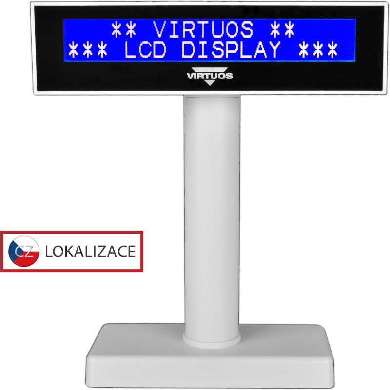 Virtuos LCD FL-2026MB 2x20 bílý, USB