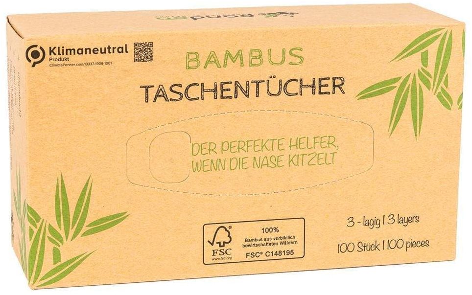 PANDOO Jednorázové bambusové kapesníky 3 vrstvé balení 100 ks
