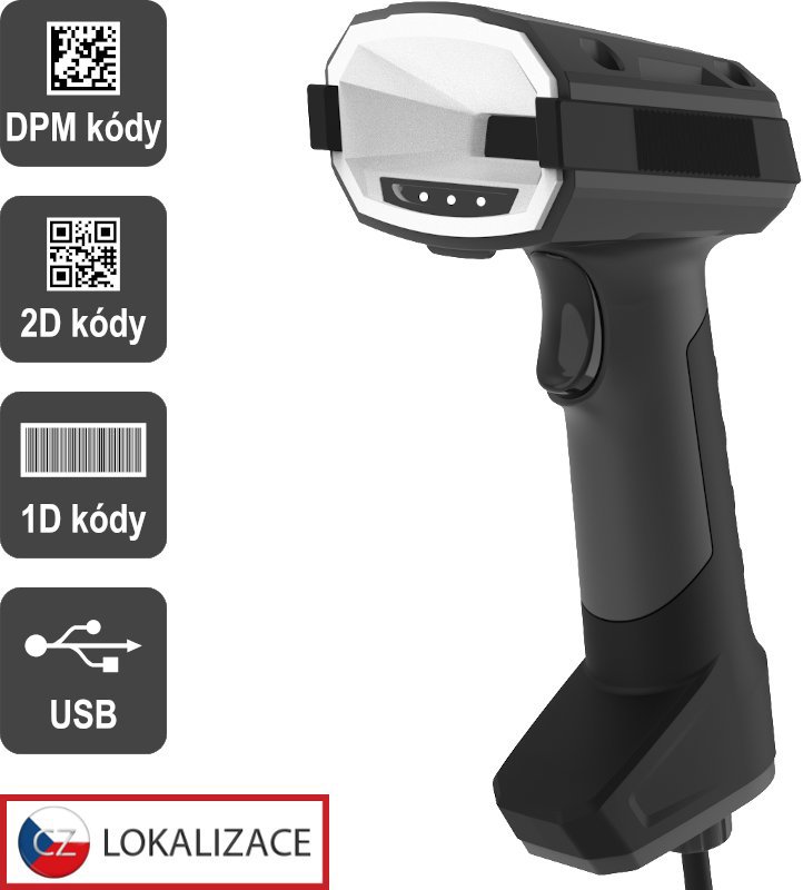 Virtuos DPM CCD 2D čtečka HT-880DPM, USB, tmavě šedá